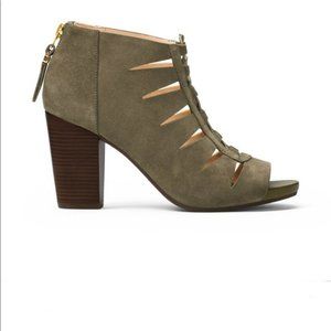 Michael Kors Elsie Mid Suede Shooties - Olive